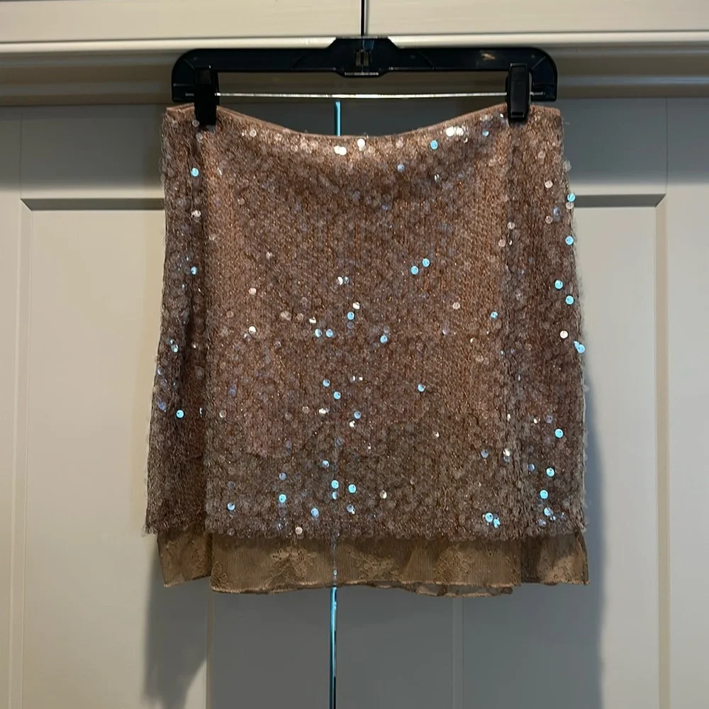 NWT Zara sequin knit lace mini skirt - Picture 5 of 7